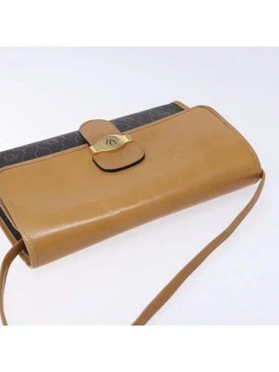 Authentic Christian Dior Honeycomb Canvas Shoulder Bag PVC Black Gold - Picture 13 of 16